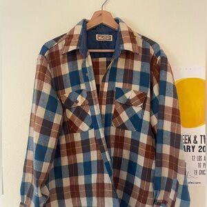 Vintage blue and brown flannel